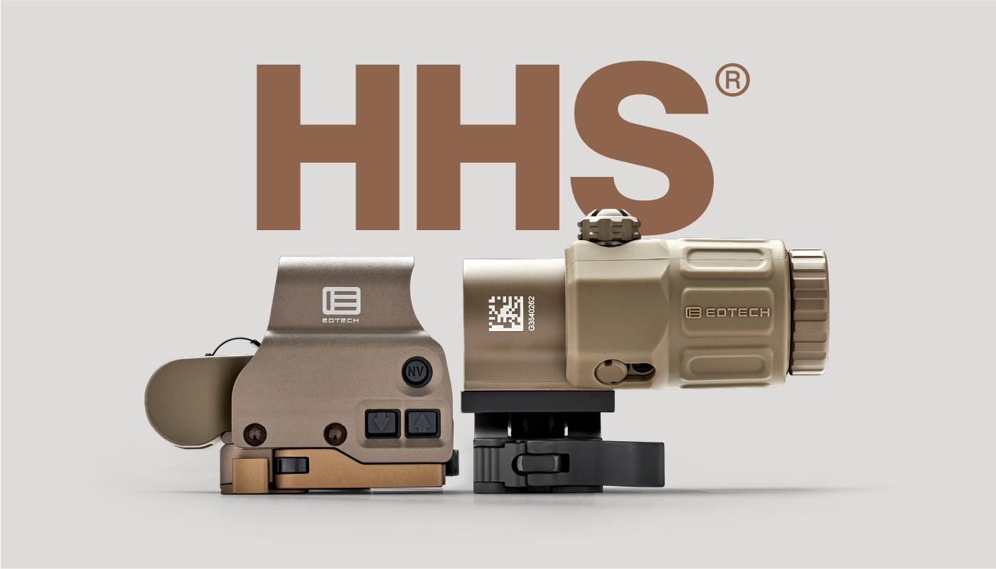 EOTECH HHS HWS tan optics on grey background