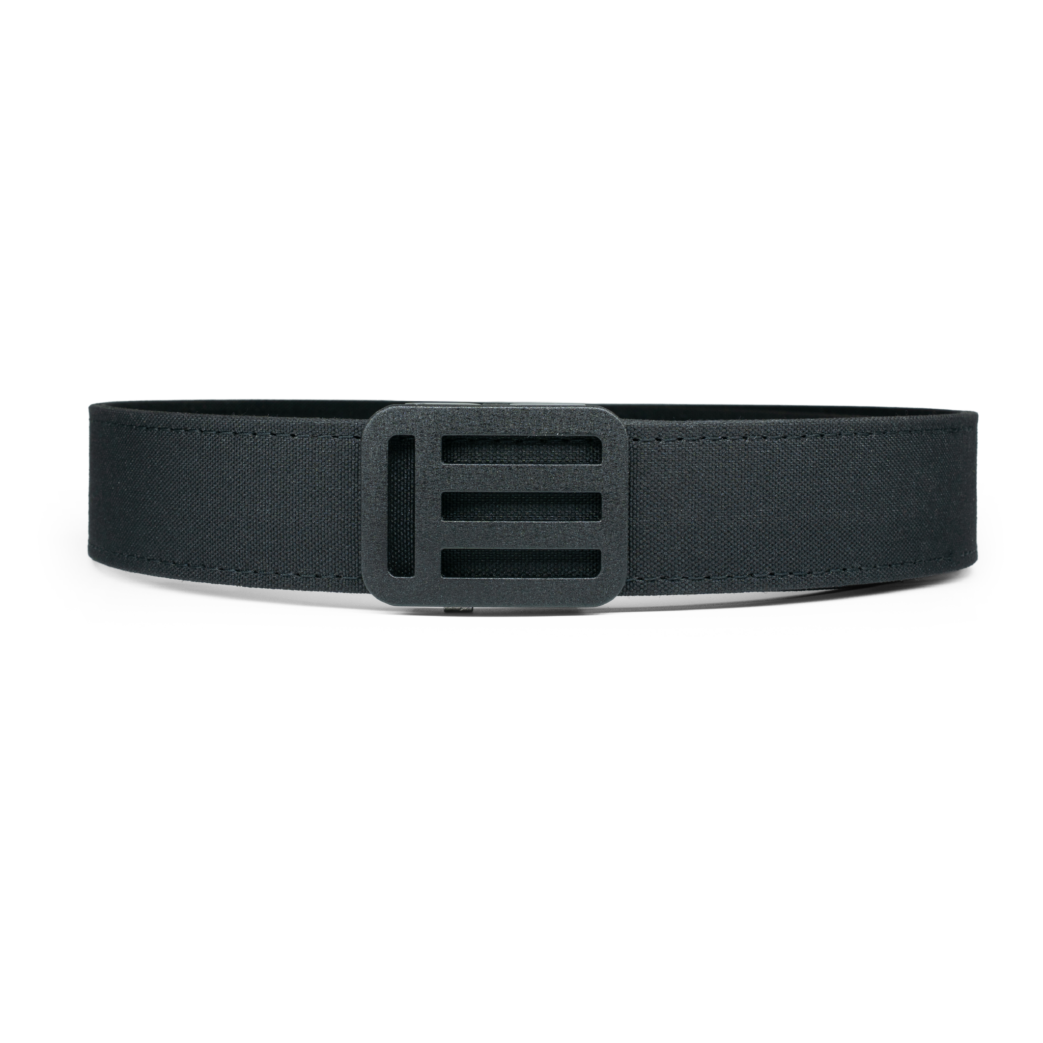 Black nexbelt belt with a black EOTECH metal buckle on a white background