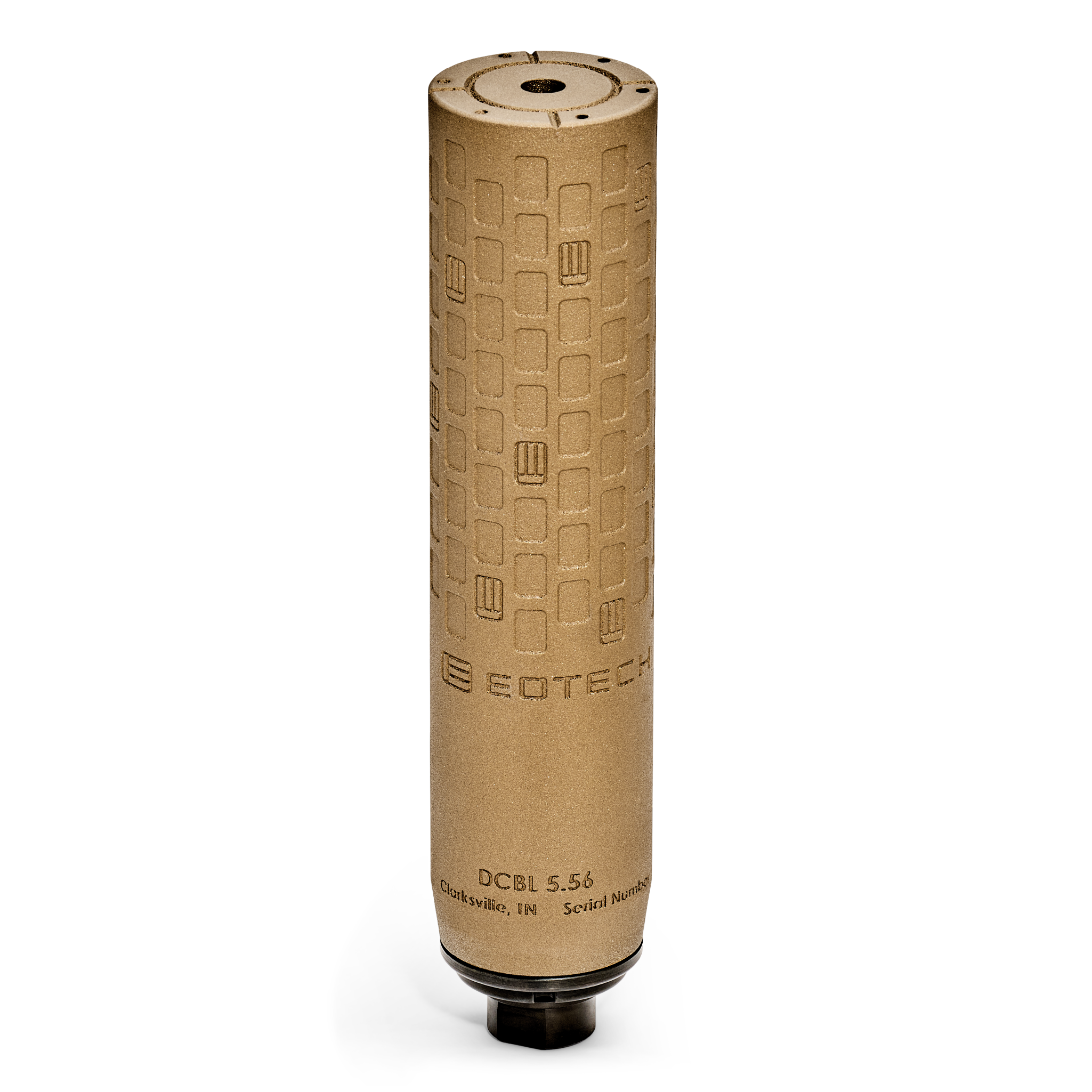 Tan DCBL EOTECH Suppressor with geometric pattern on a white background.