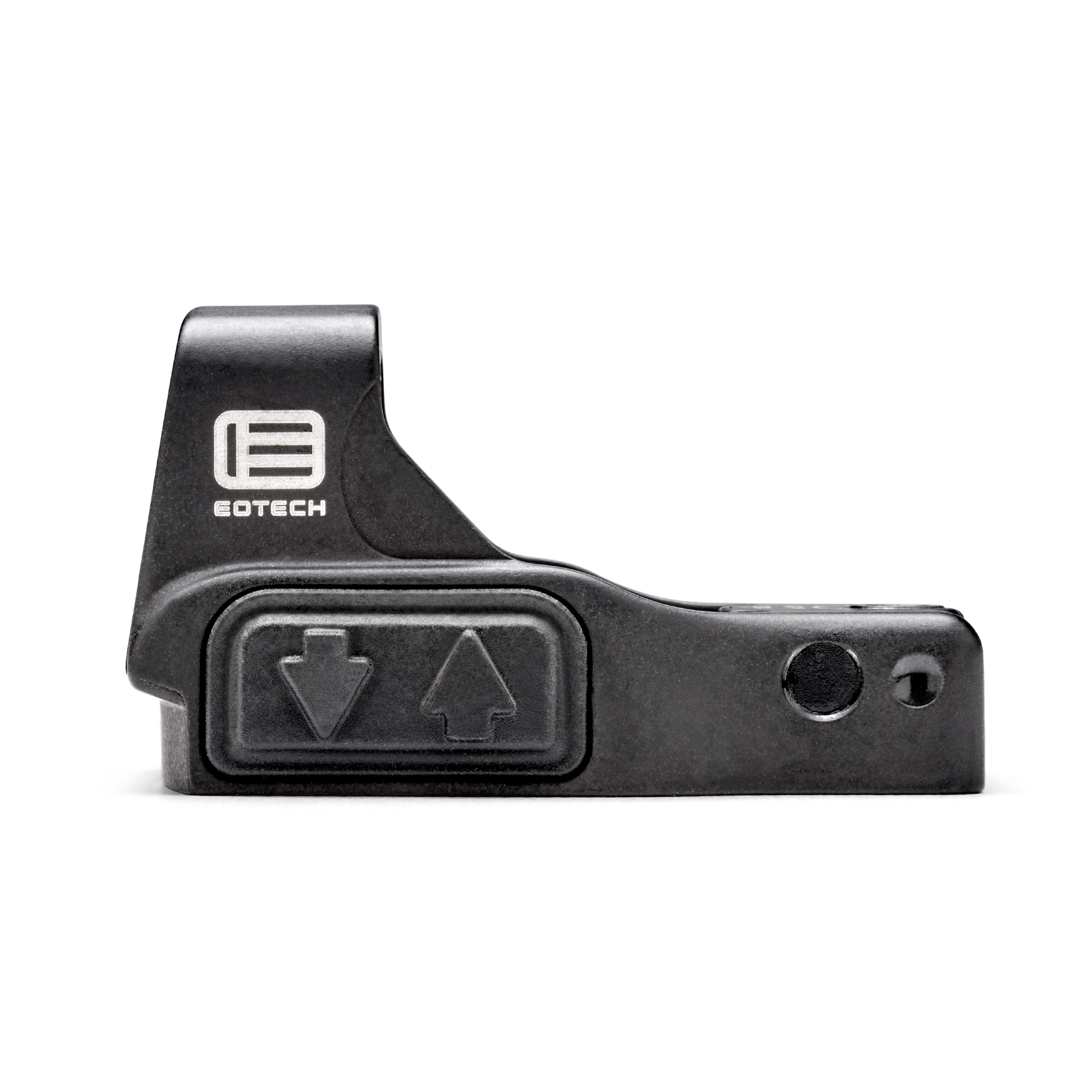 Black EOTECH EFLX sight with red dot on a white background