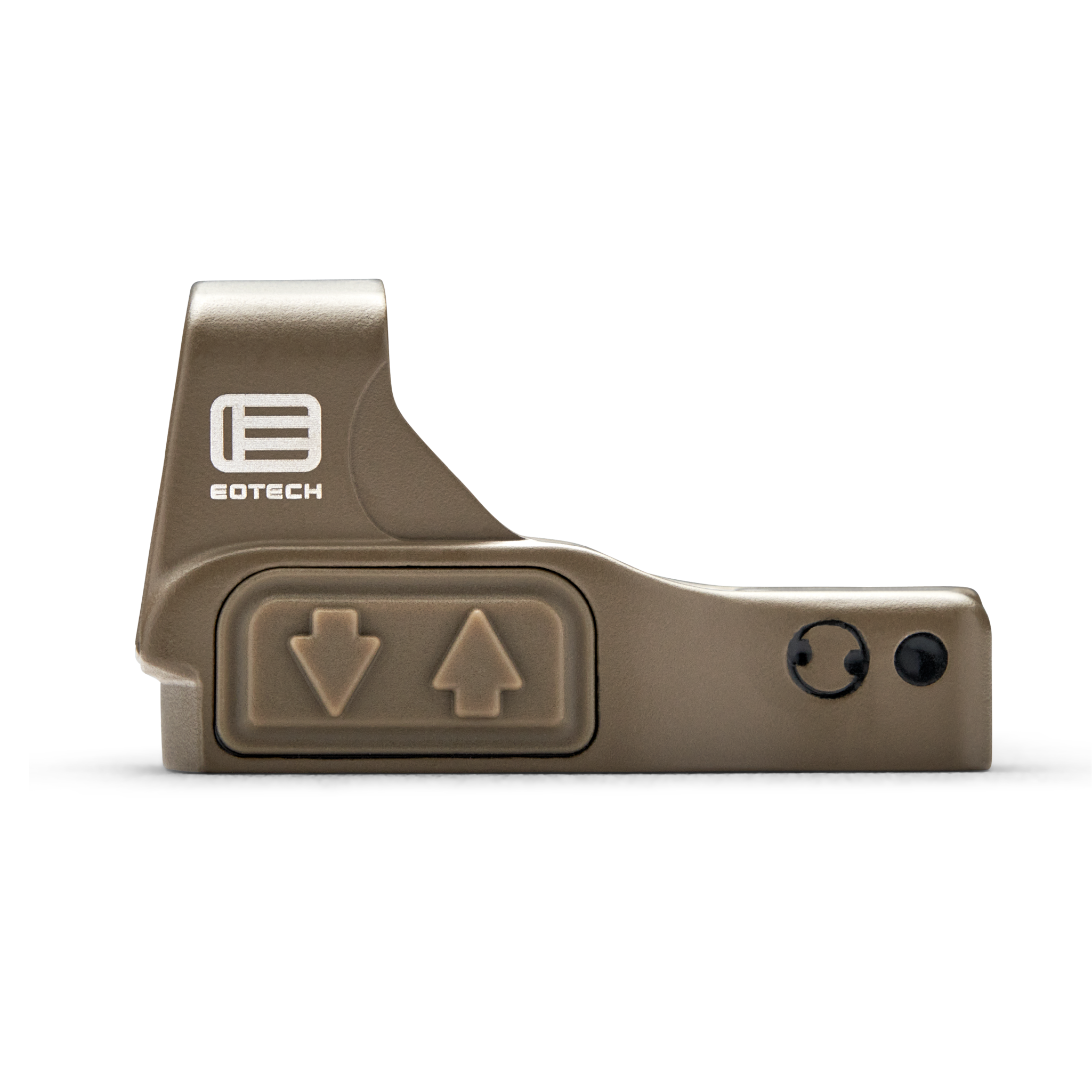 Tan EOTECH EFLX sight with red dot on a white background