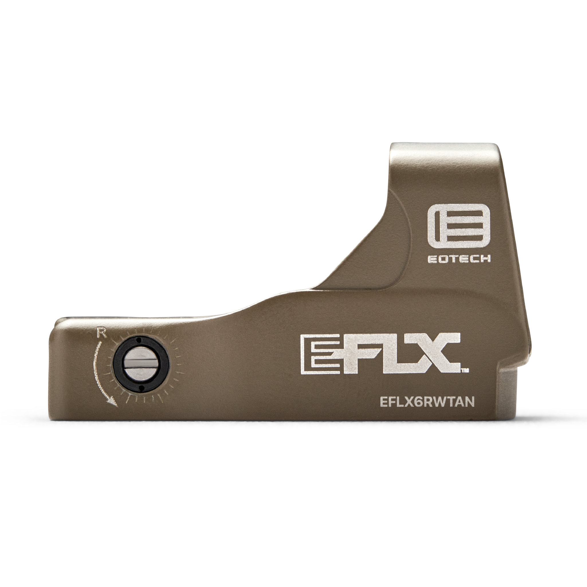 Tan EOTECH EFLX sight with red dot on a white background