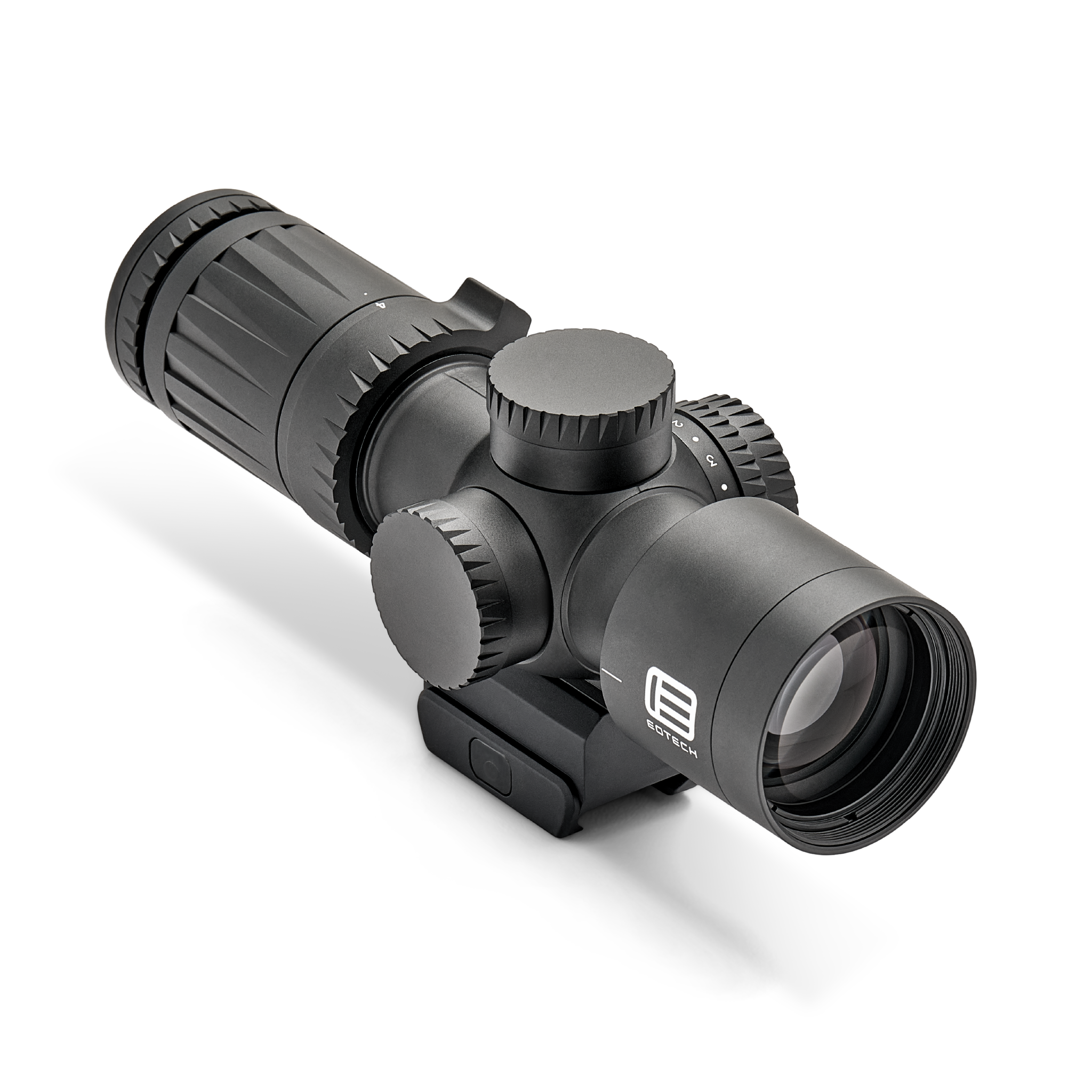 Vudu 4-12 riflescope with EOTECH logo on a white background right side at angle
