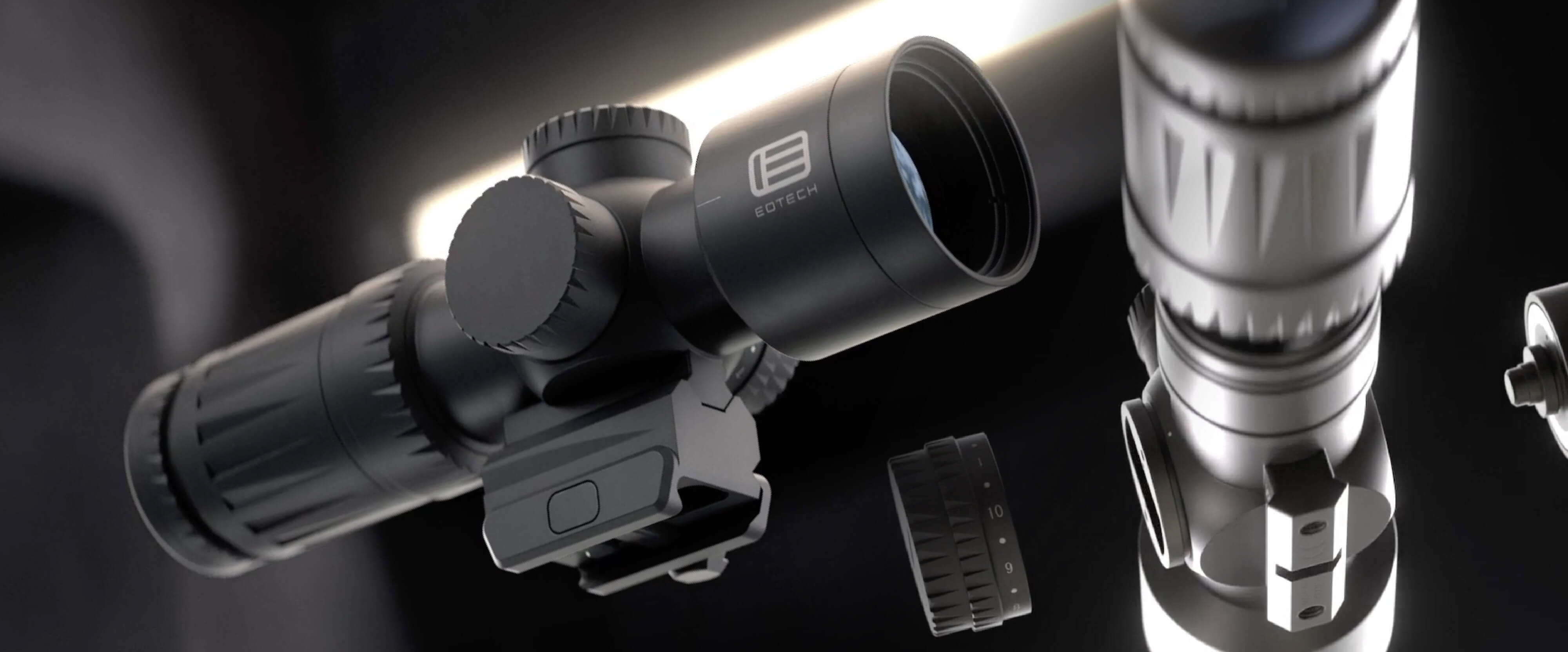 Black 4-12 Vudu riflescope on a dark background