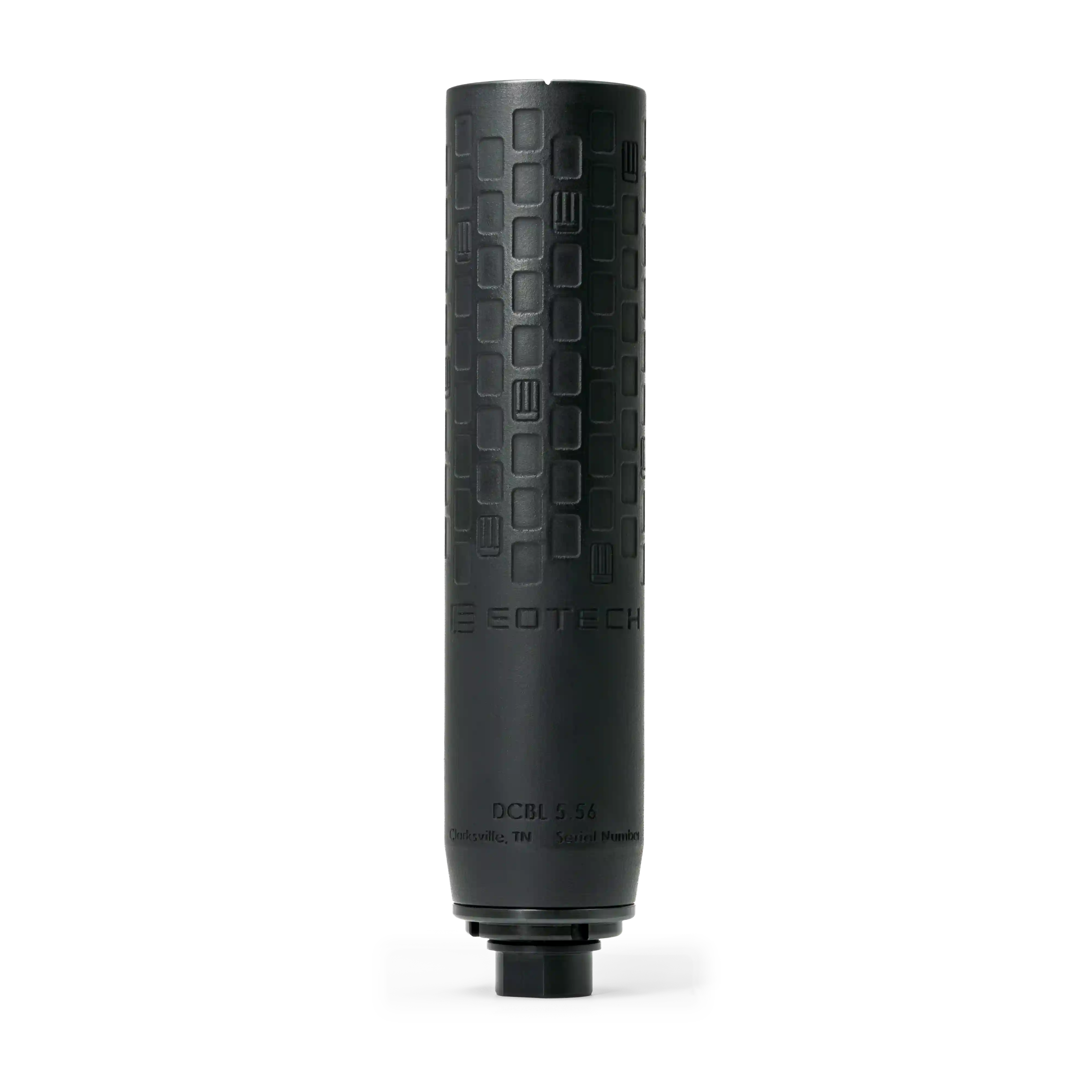Black DCBL EOTECH Suppressor with geometric pattern on a white background.