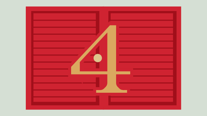 Red background with gold number '4'