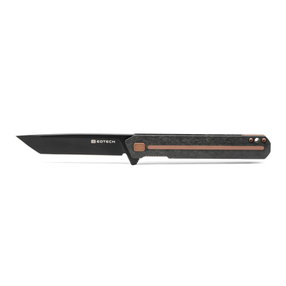 Black and copper folding knife with EOTECH logo on a white background