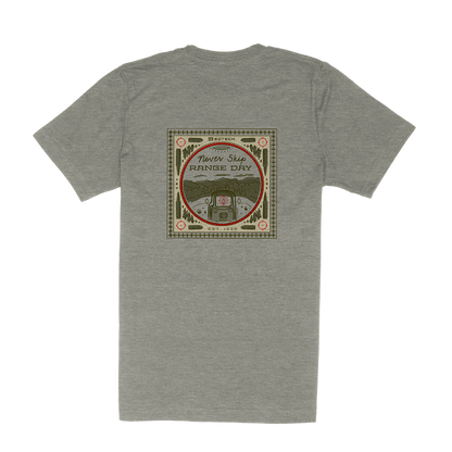 light green t-shirt with a graphic design on the back against a white background