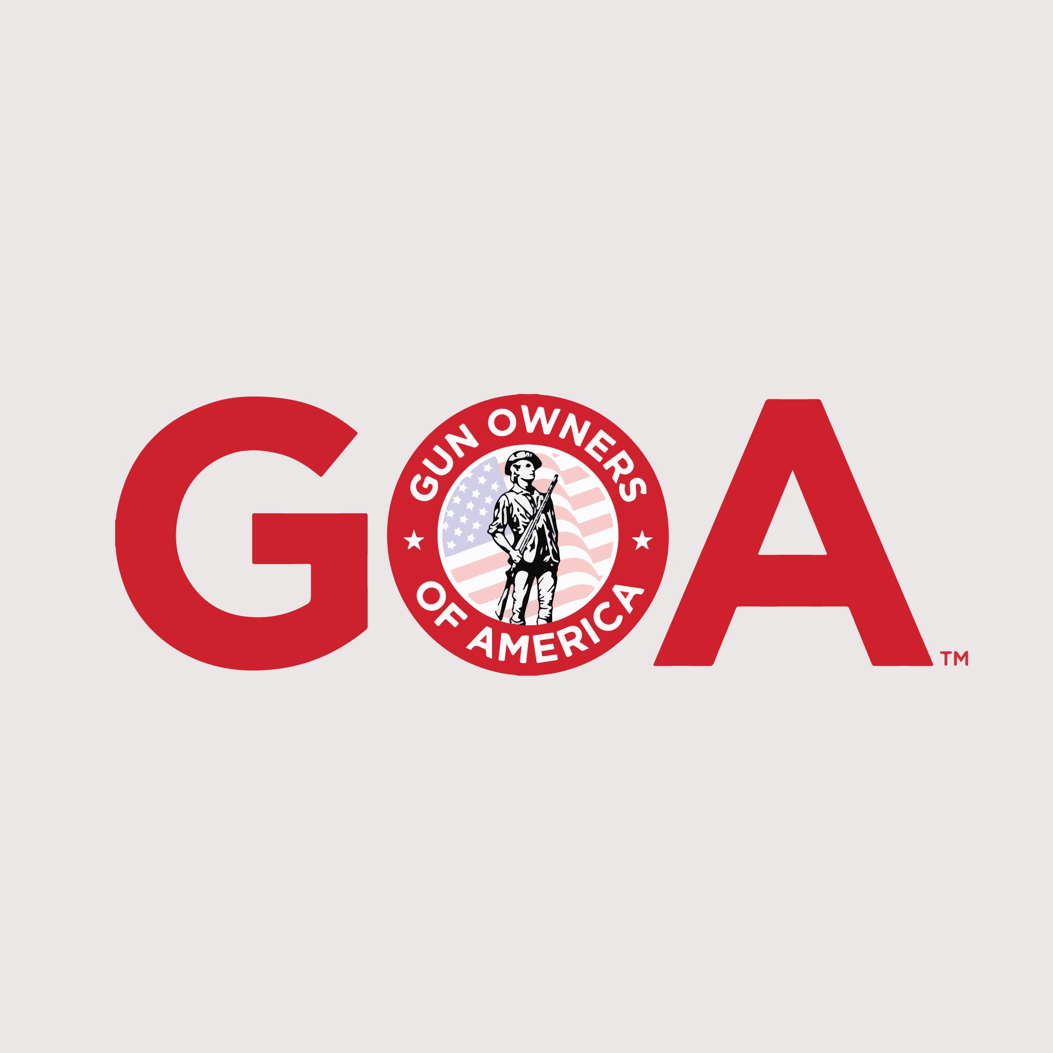 Gun Owners of America logo with red 'GOA' letters on a gray background