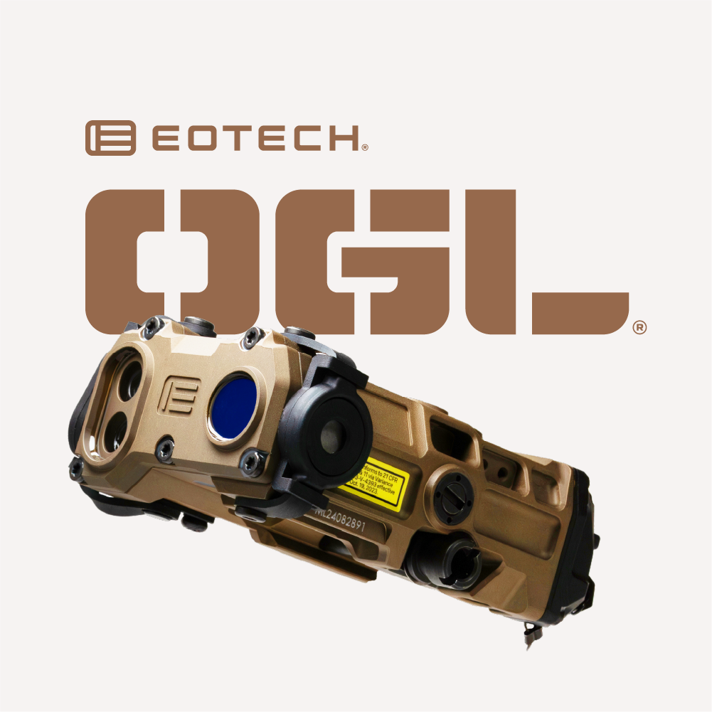 EOTECH tan OGL device on a white background with EOTECH OGL logo above
