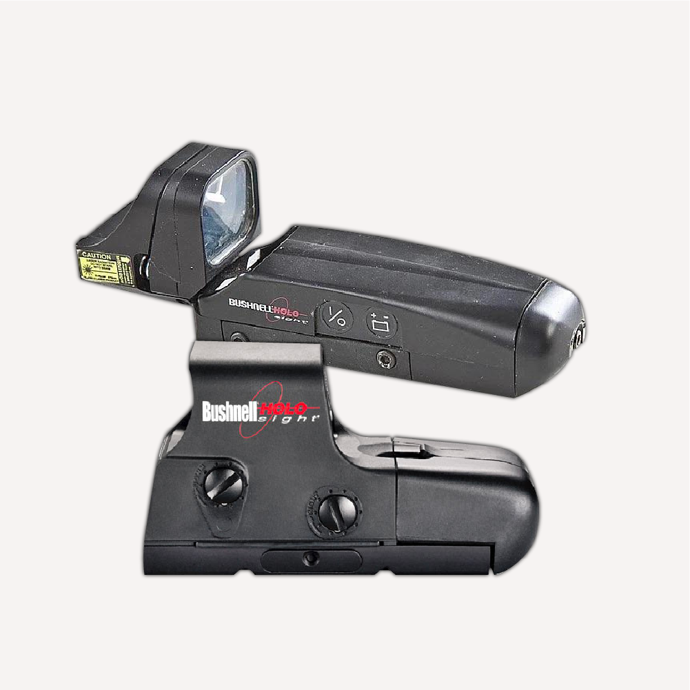 Black Bushnell Holo sight with visible brand logo on a white background