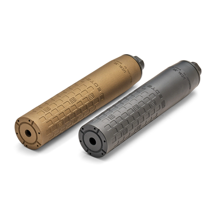 Black and Tan DCBL EOTECH Suppressors with geometric pattern on a white background.
