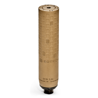 Tan DCBL EOTECH Suppressor with geometric pattern on a white background.