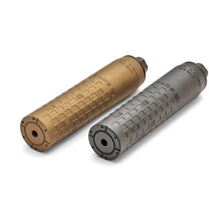 Black and Tan DCBL EOTECH Suppressors with geometric pattern on a white background.