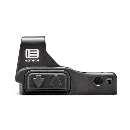 Black EOTECH EFLX sight with red dot on a white background