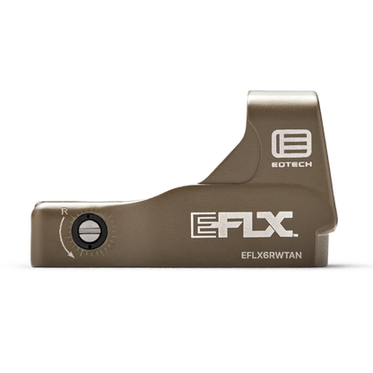 Tan EOTECH EFLX sight with red dot on a white background