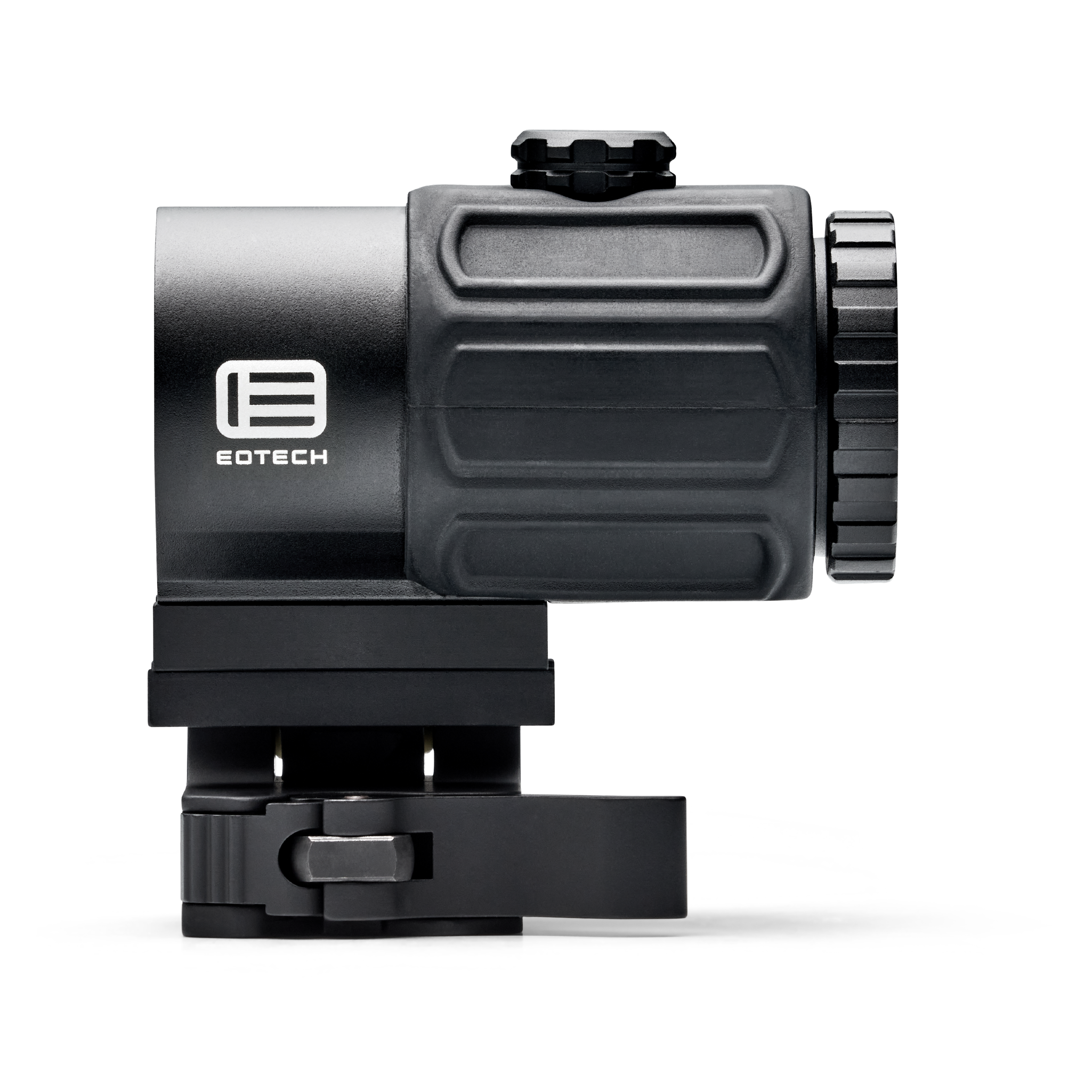 Black EOTECH G43 magnifier side view  on a white background