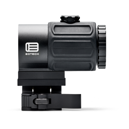 Black EOTECH G43 magnifier side view  on a white background