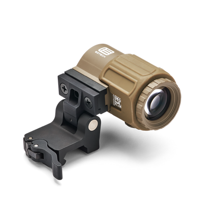 Tan EOTECH G43 magnifier switch to the side  on a white background