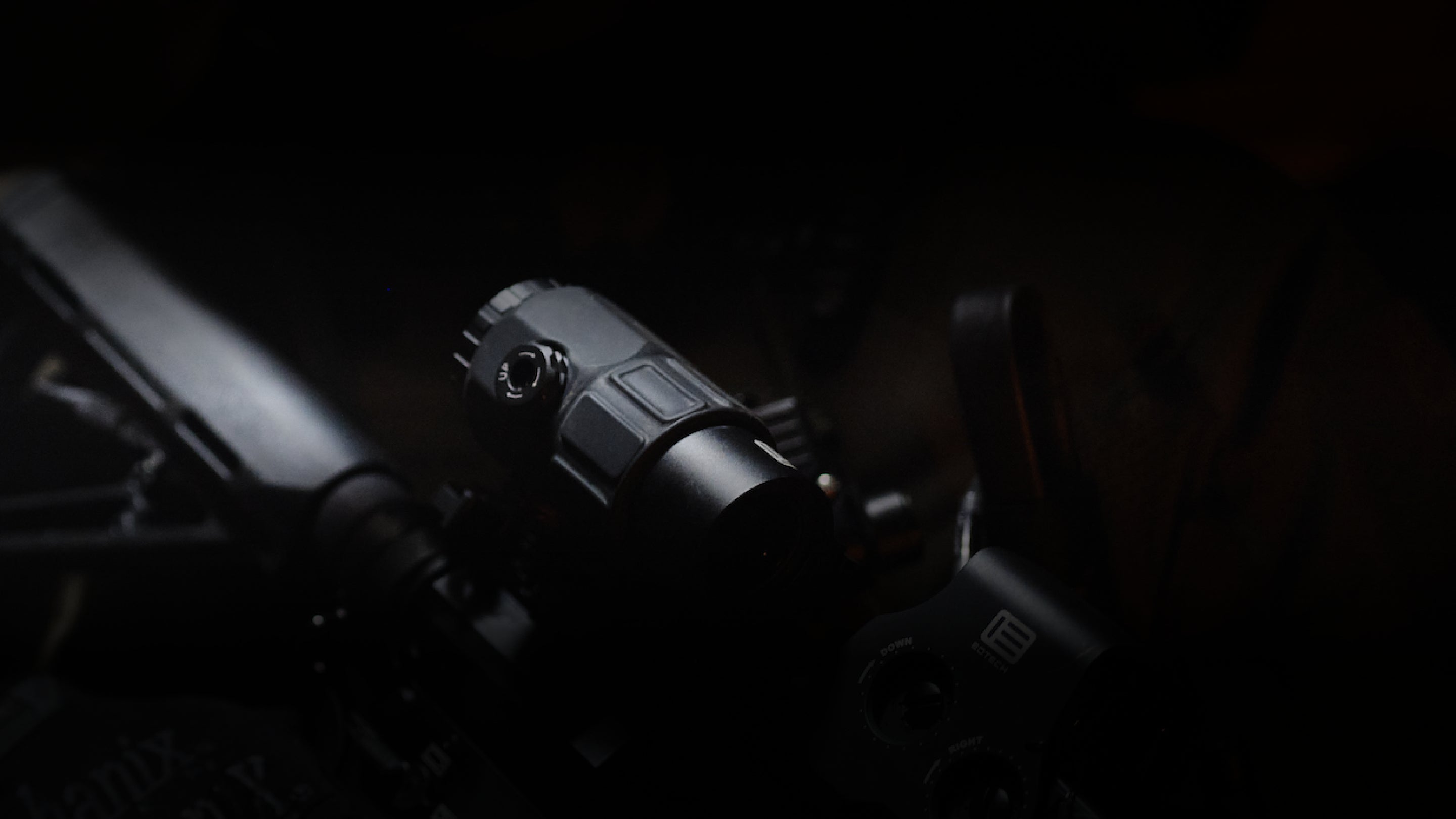 EOTECH black magnifier with dark background. 