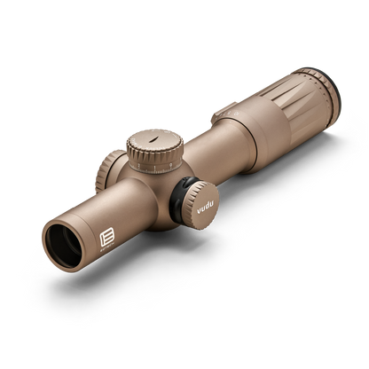 Vudu Tan riflescope on a white background