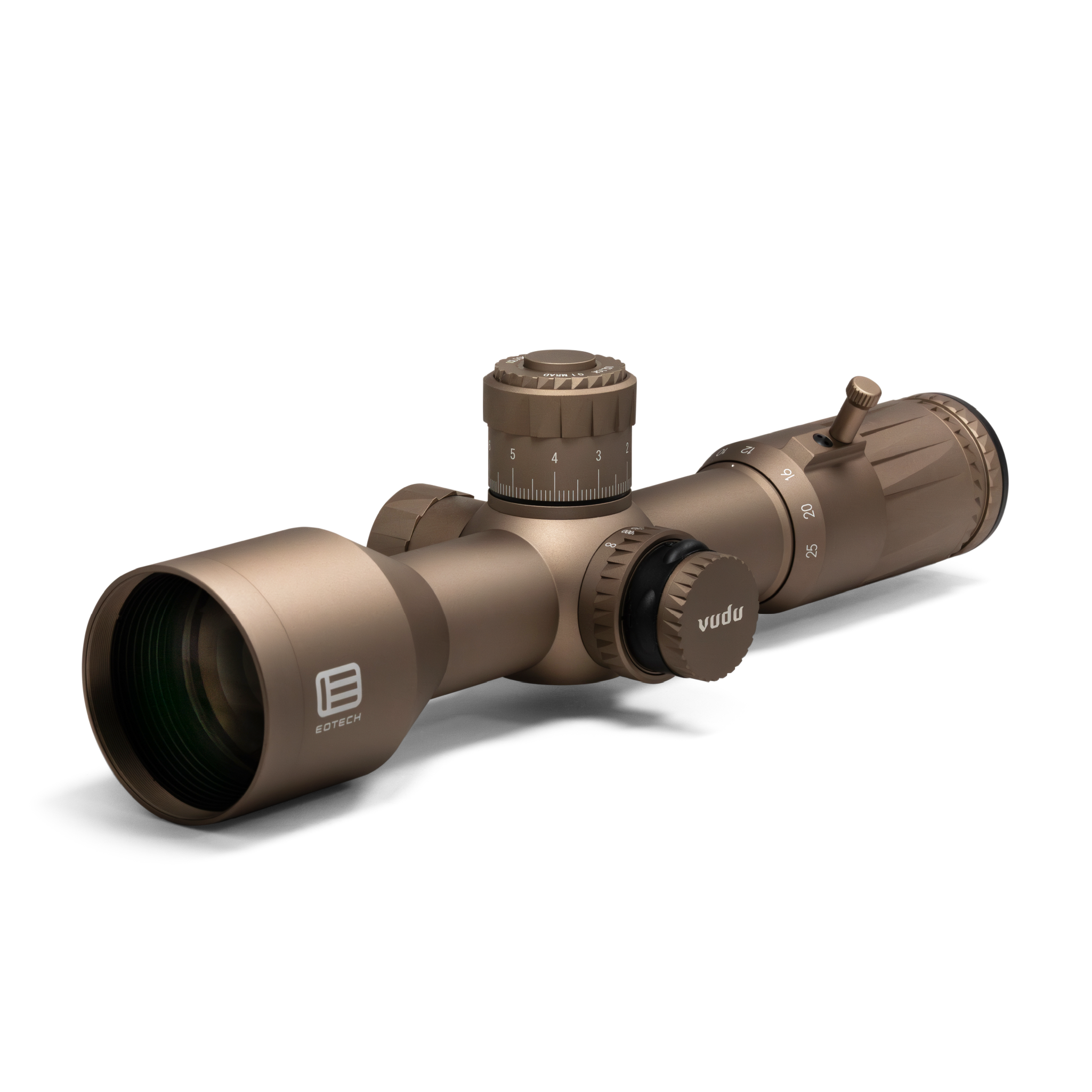 Vudu Tan riflescope on a white background
