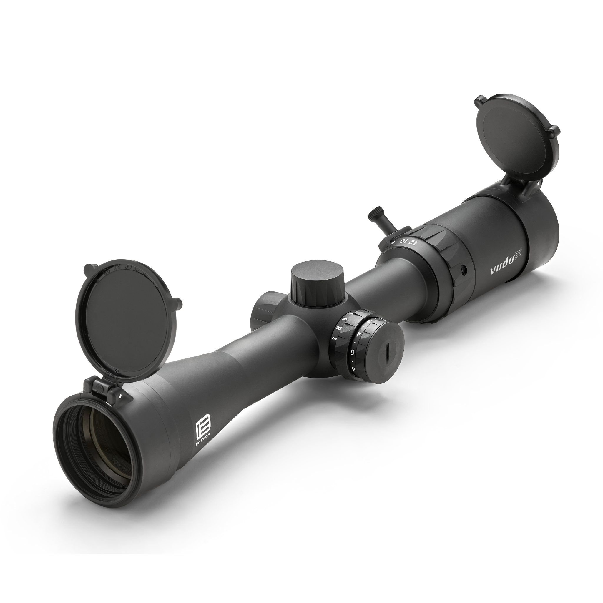 Vudu Black riflescope on a white background