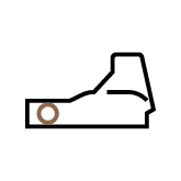 Outline of a EFLX pistol optic on a white background