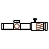 Illustration of a vudu riflescope on a white background