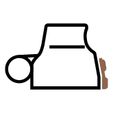 Outline of a XPS series optic on a white background