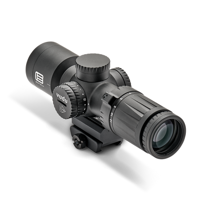 Vudu 4-12 riflescope with EOTECH logo on a white background left side at angle
