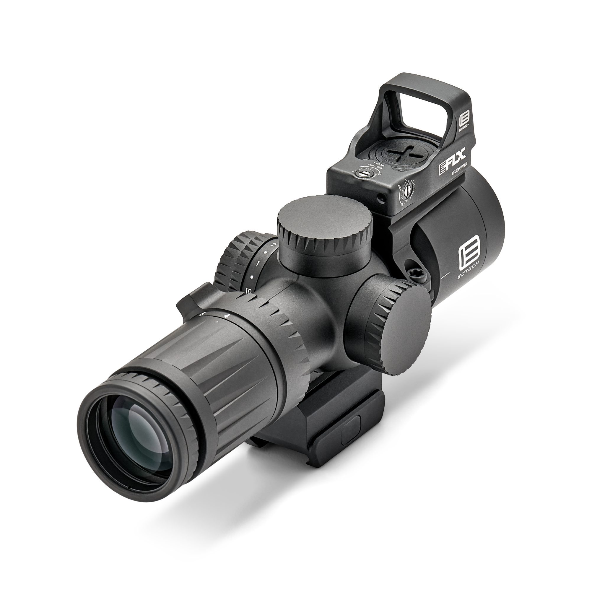 Vudu 4-12 riflescope with EOTECH logo on a white background right side angle with EFLX