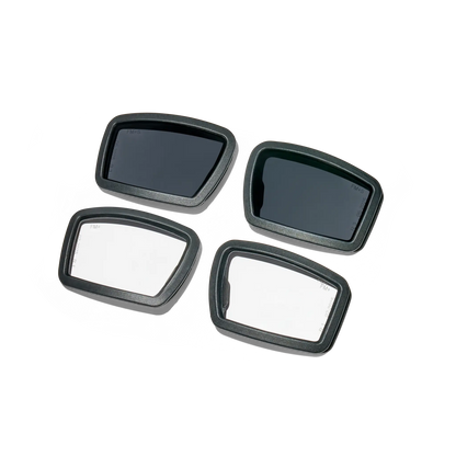 EOTECH Halen interchangeable lens set featuring two clear and two gray-tinted protective lenses in black frames