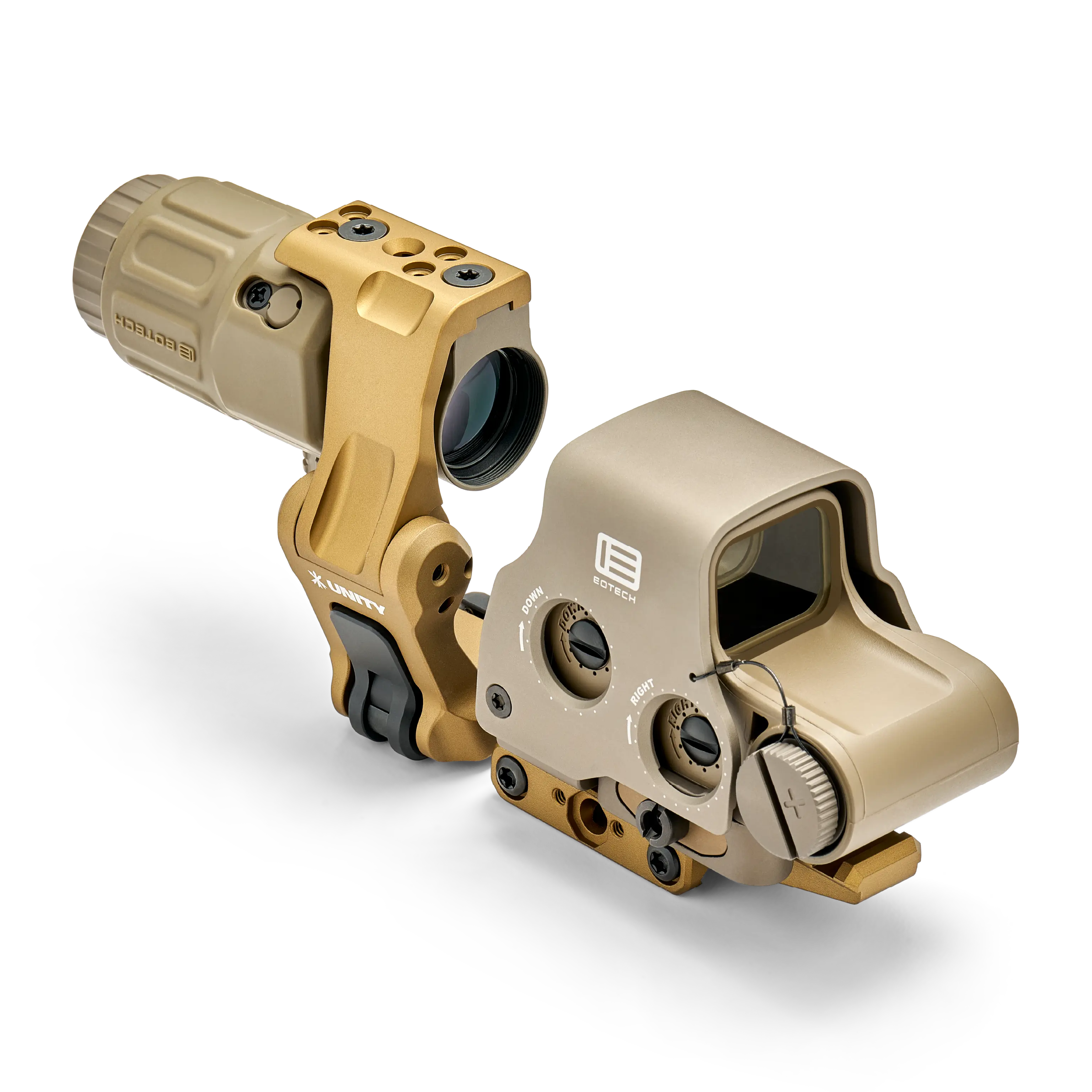 EOTECH HHS Unity Tan front rear angle with magnifier down
