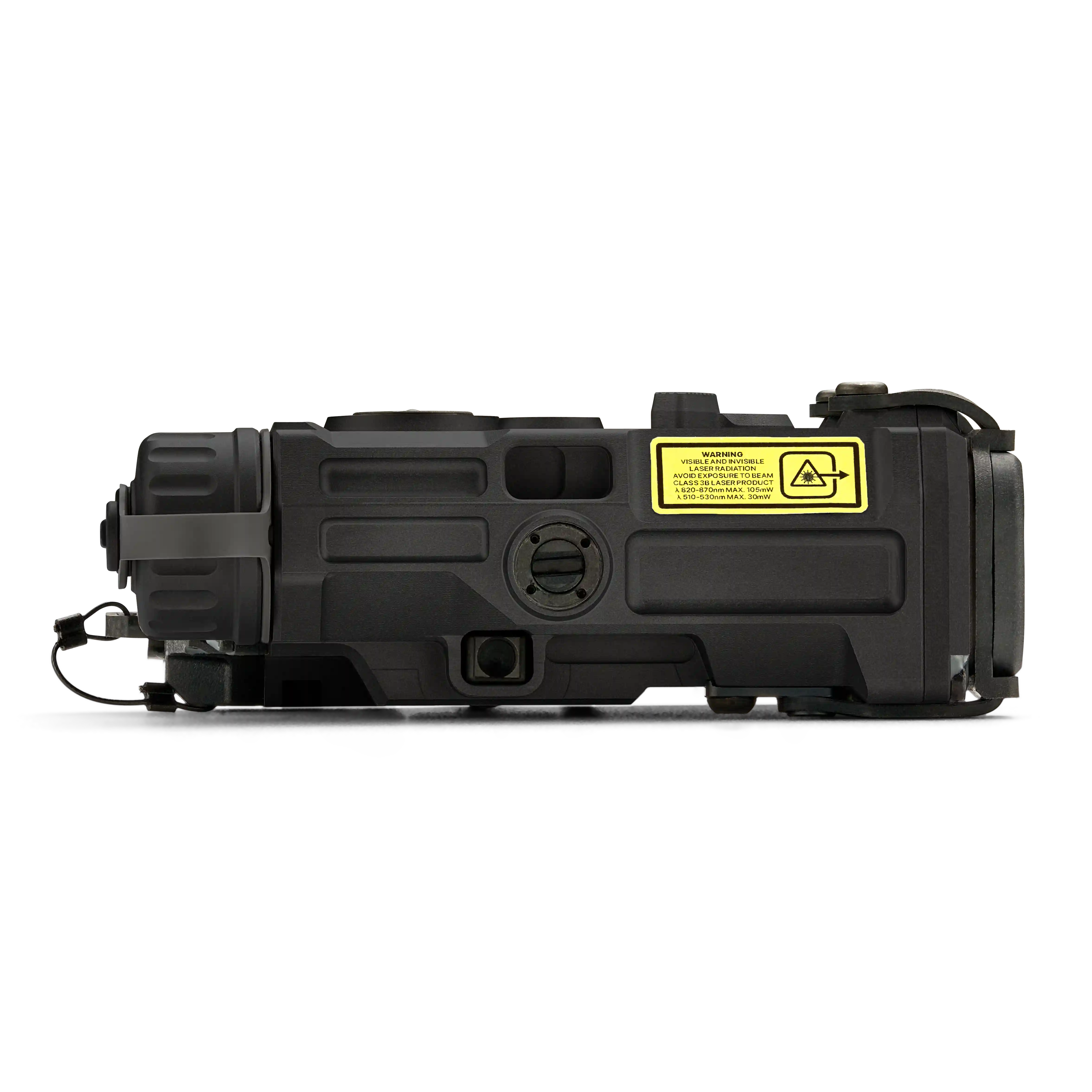 Black EOTECH OGL On Gun Laser side view on white background.
