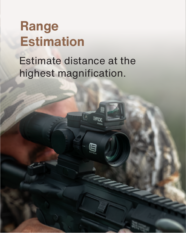 Person using a rifle with a EOTECH Vudu scope and EFLX  for range estimation.